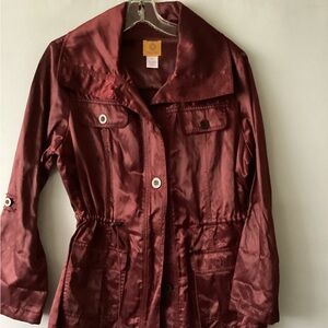 Ruby Rd Red Utility windbreaker Jacket with Adjustable Waist
